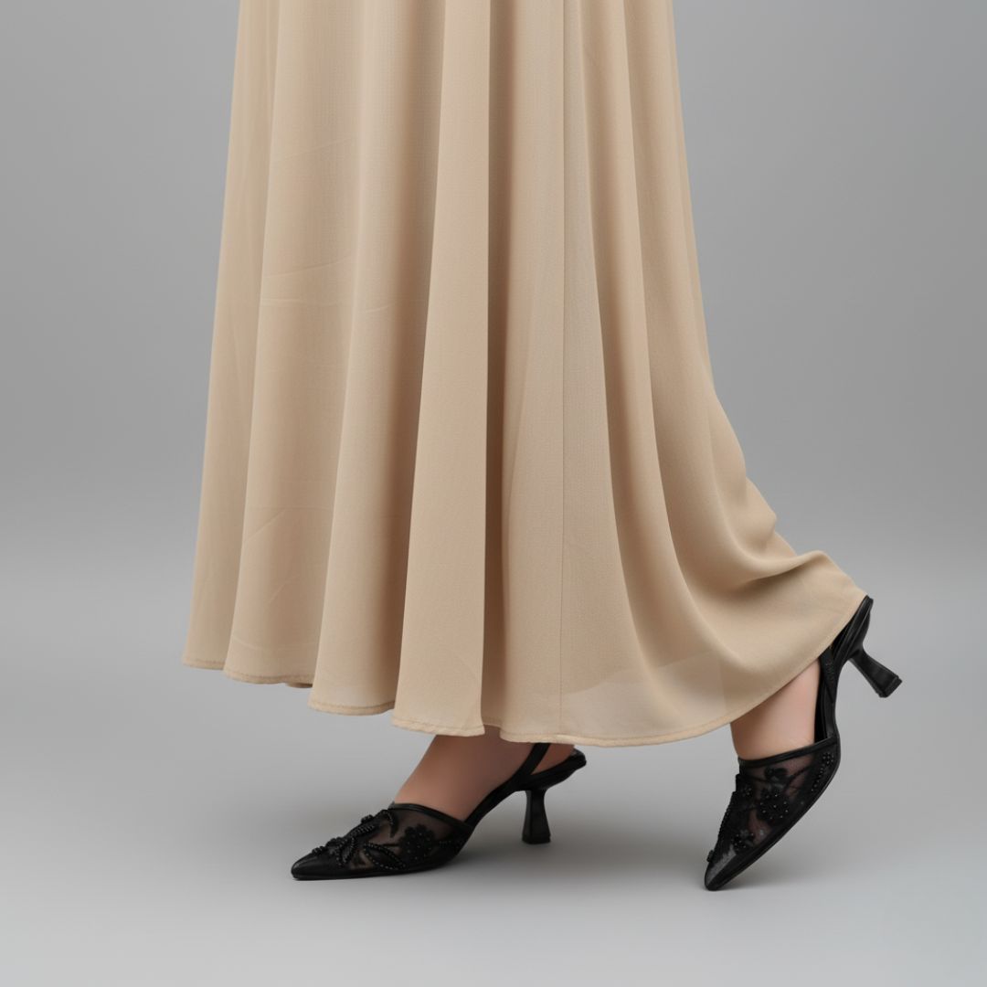 Elegant Black Hand-Embroidered Kitten Heels for Women - Image 3