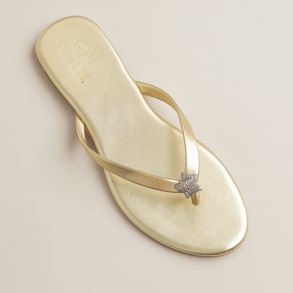 Elegant Golden Color Women’s Slippers, Stylish And Comfortable Flat Sandals - Image 4