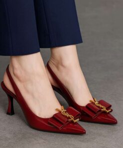 Alternative view of Burgundy Kitten Heel Shoes For Women – Comfortable Fit, And Classy Glossy Finish