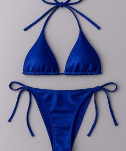 Alternative view of Women’s Bikini Set – Halter Neck Triangle Top & Adjustable Side-Tie Bottom