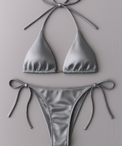 Women’s Bikini Set – Halter Neck Triangle Top & Adjustable Side-Tie Bottom