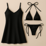 3-Piece Satin Lingerie Set – Slip Dress & Bikini Combo