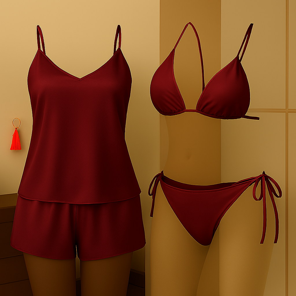 Premium Satin Sleepwear & Lingerie Combo - Image 2