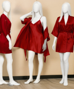 Alternative view of Premium Satin Sleepwear Set – Robe & Spaghetti Strap Nightdress Combo