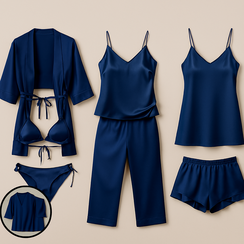 7-Piece Satin Sleepwear & Lingerie Set – Luxury Nightwear Collection - Image 3