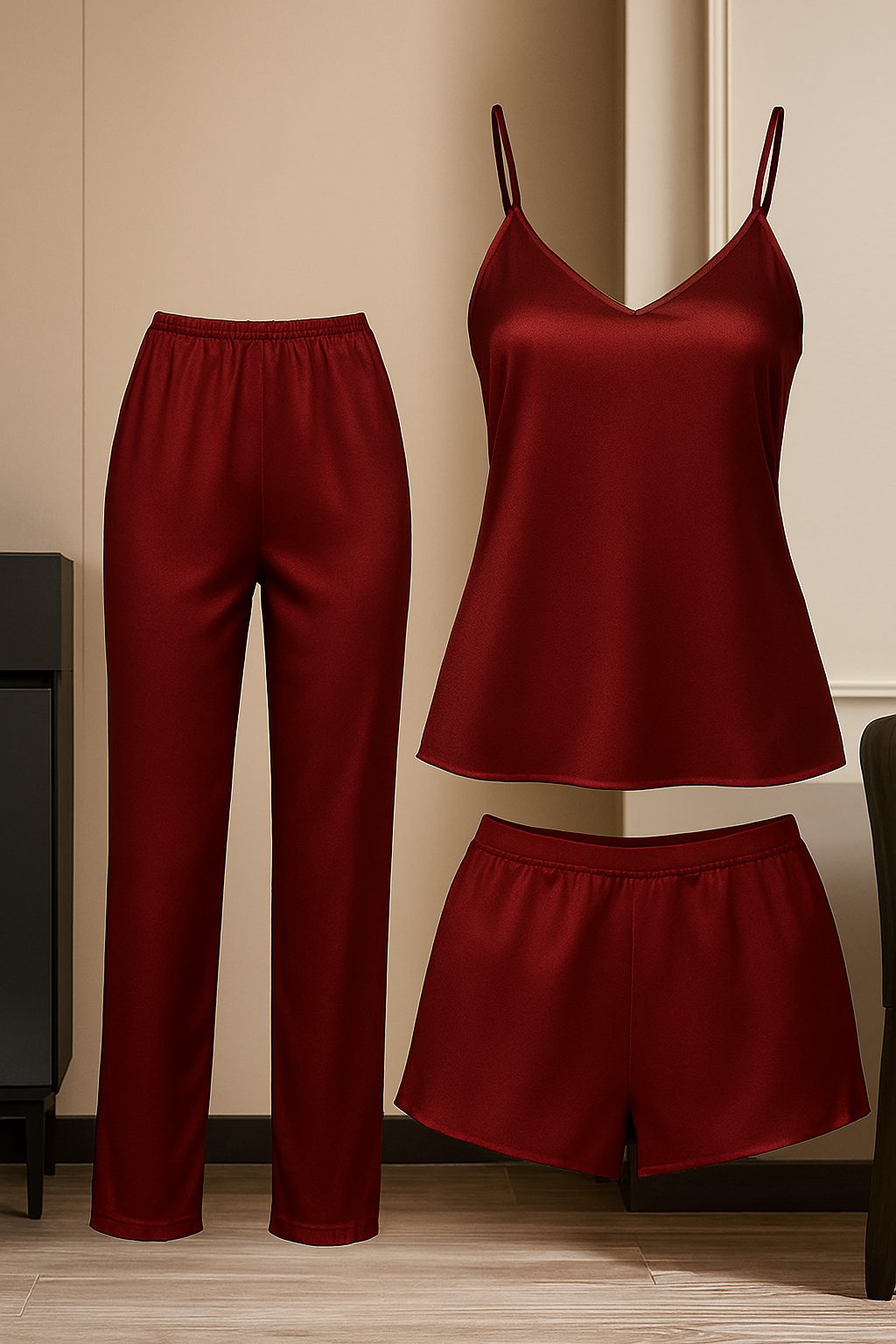 3-Piece Satin Sleepwear Set - Image 3