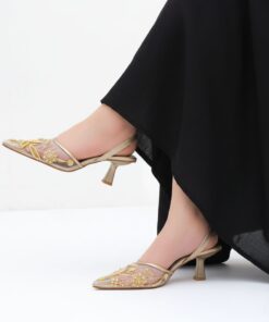 Alternative view of Elegant Fawn Hand-Embroidered Kitten Heels for Women
