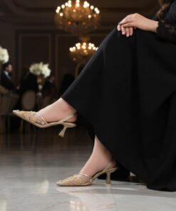 Elegant Fawn Hand-Embroidered Kitten Heels for Women