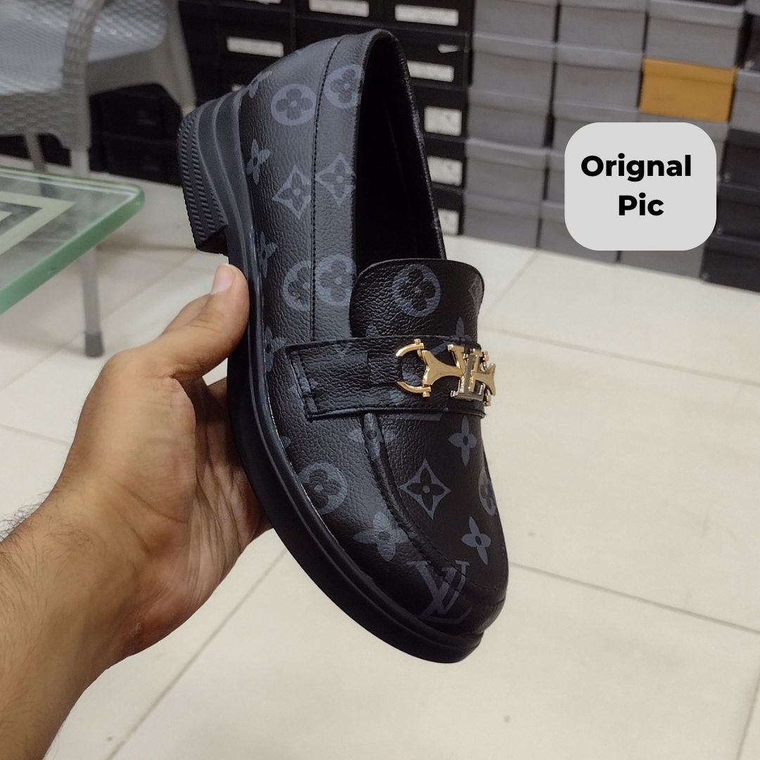 Women’s Classic Loafers with Gold Metallic Buckle - Image 3