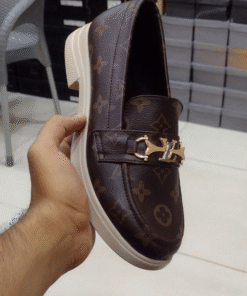 Alternative view of Women’s Brown Loafers with Gold Metallic Buckle