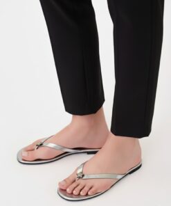 Silver Color Women’s Slippers, Stylish And Comfortable Flat Sandals