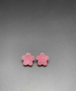 Alternative view of Handmade Pink Glitter Flower Earrings