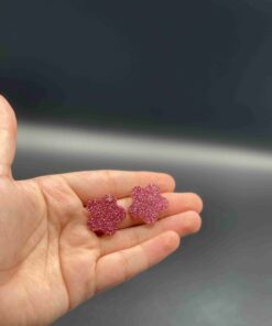 Handmade Pink Glitter Flower Earrings