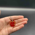 Handmade Red Heart Pendant Necklace with Gold Flakes & Love Engraving