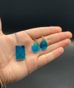 Handmade Resin Locket And Earrings Set