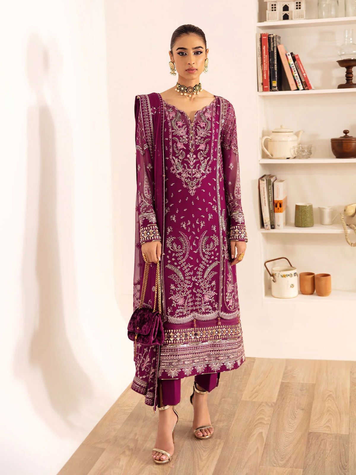 Gulaal - Embroidered & Sequined Chiffon Suit
