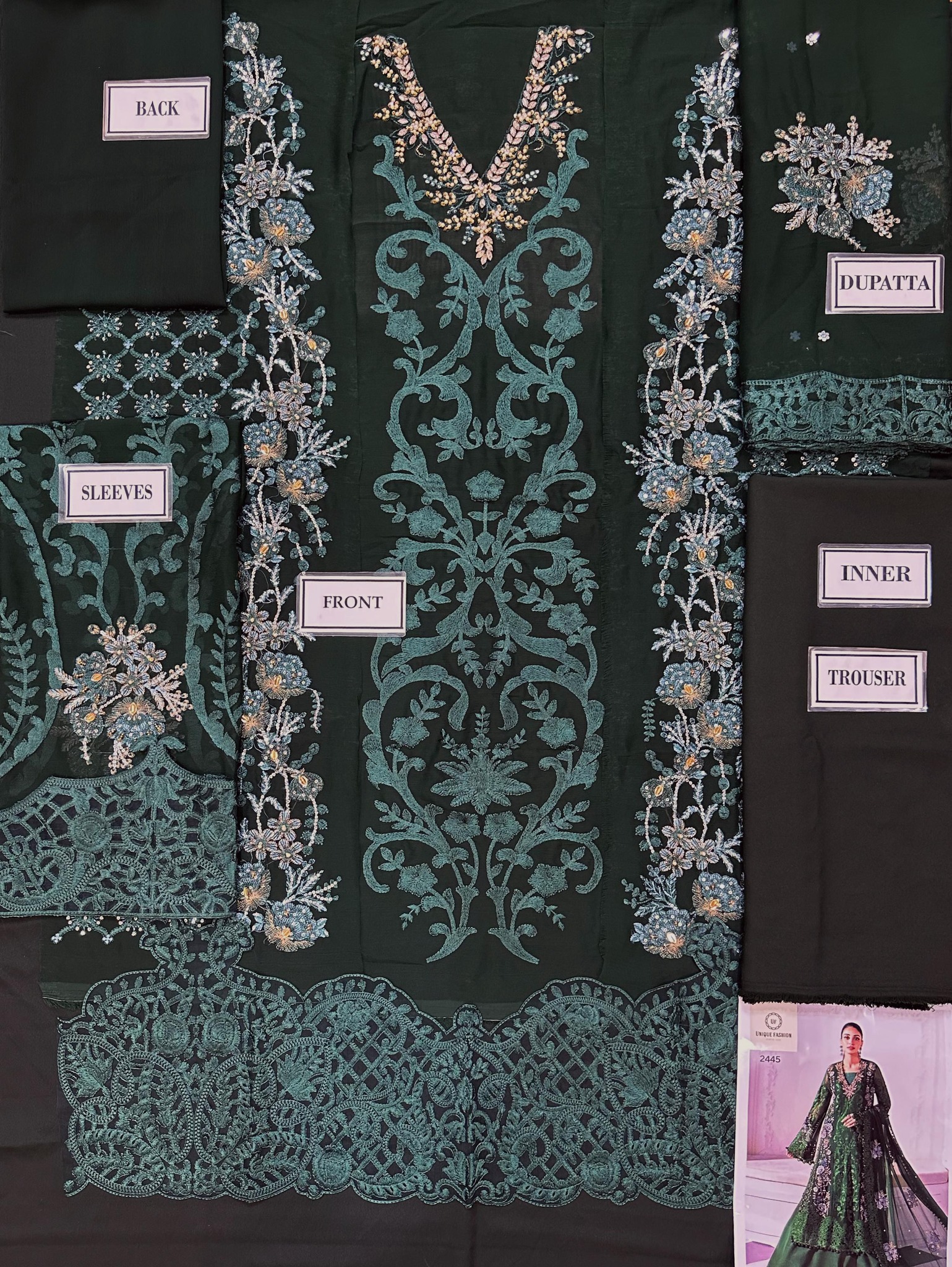 Maria B - Embroidered Chiffon Suit - Image 3