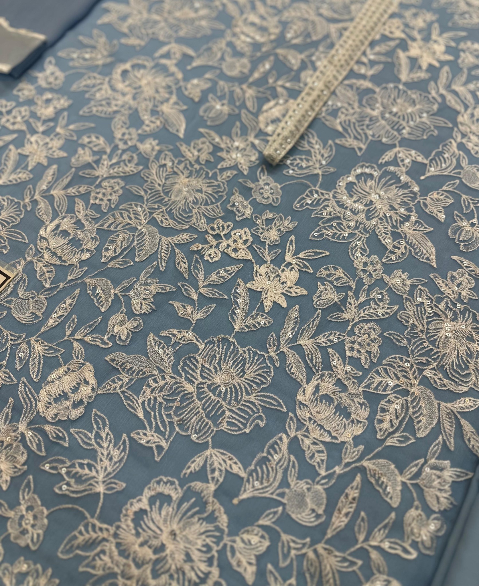 Azure - Semi Pure Embroidered Chiffon Suit - Image 11