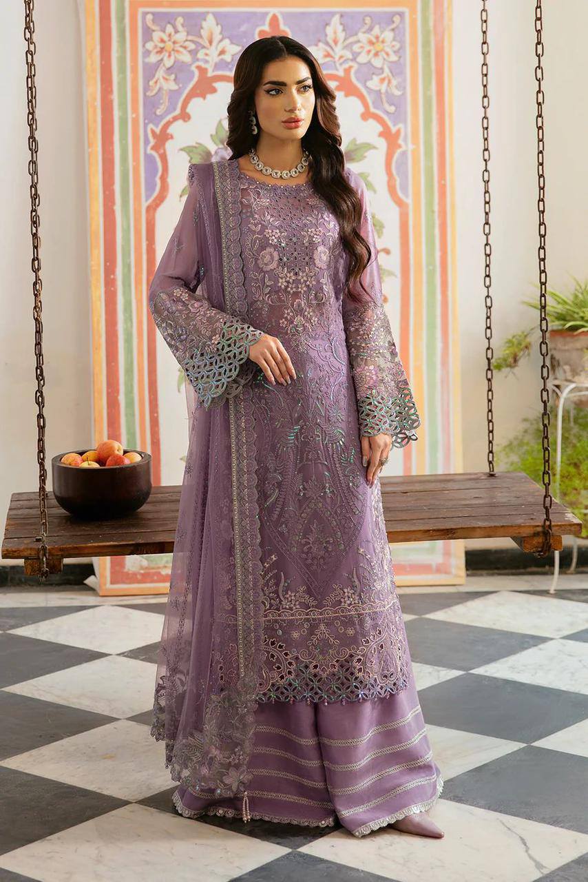 Luxury Semi Pure Embroidered Chiffon Suit
