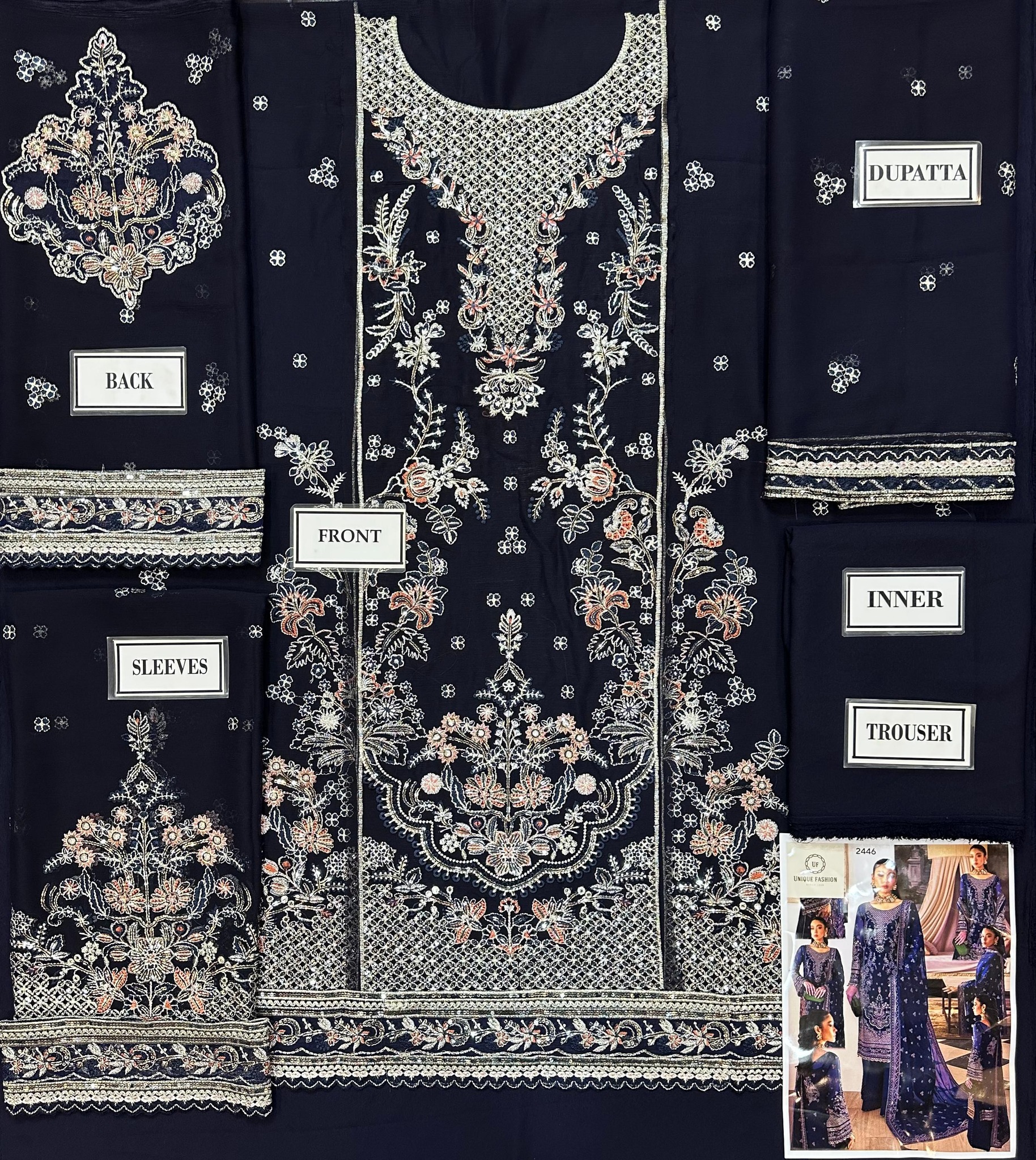 Gulaal - Embroidered & Sequined Chiffon Suit - Image 3