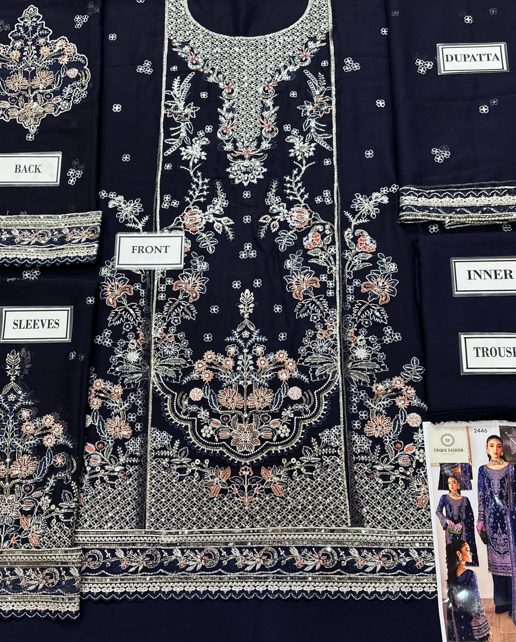 Gulaal - Embroidered & Sequined Chiffon Suit - Image 8