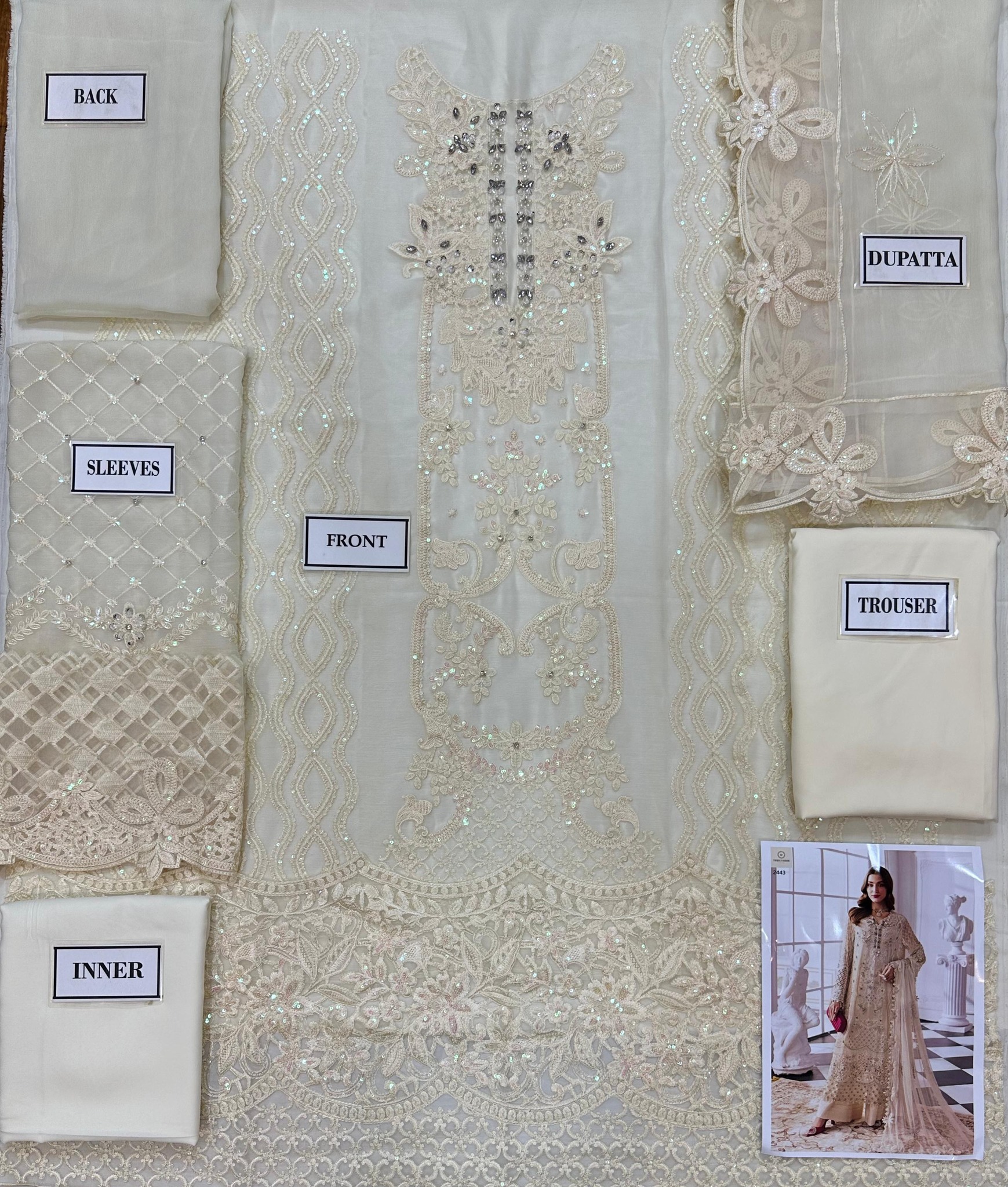 Maria B - Embroidered Chiffon Suit - Image 3