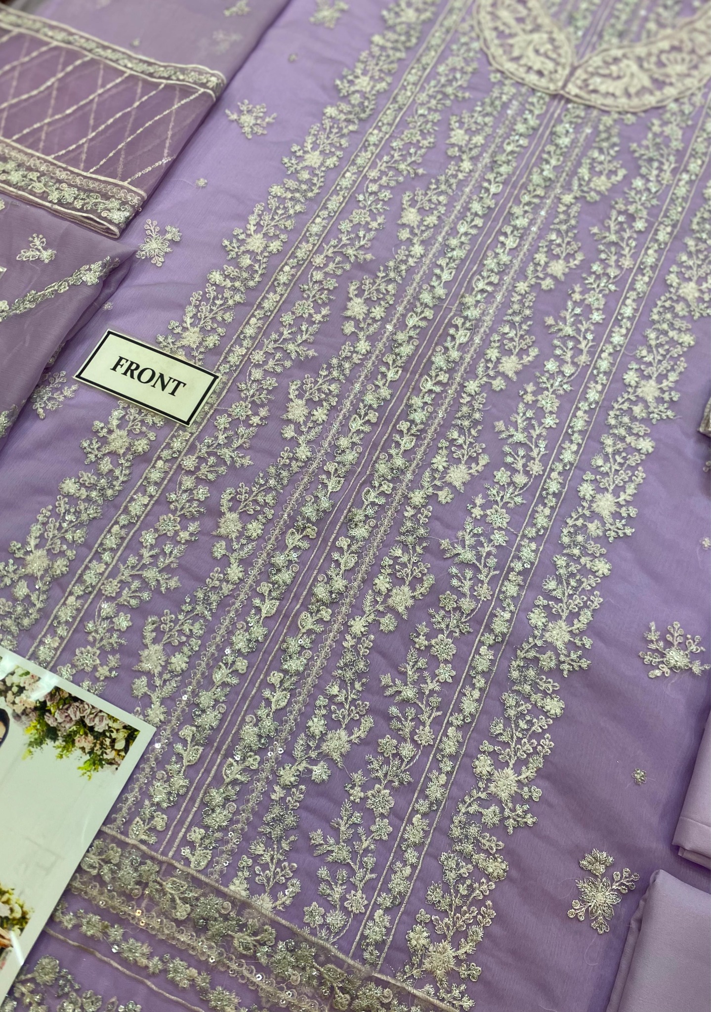 Azure - Semi Pure Embroidered Chiffon Suit - Image 8