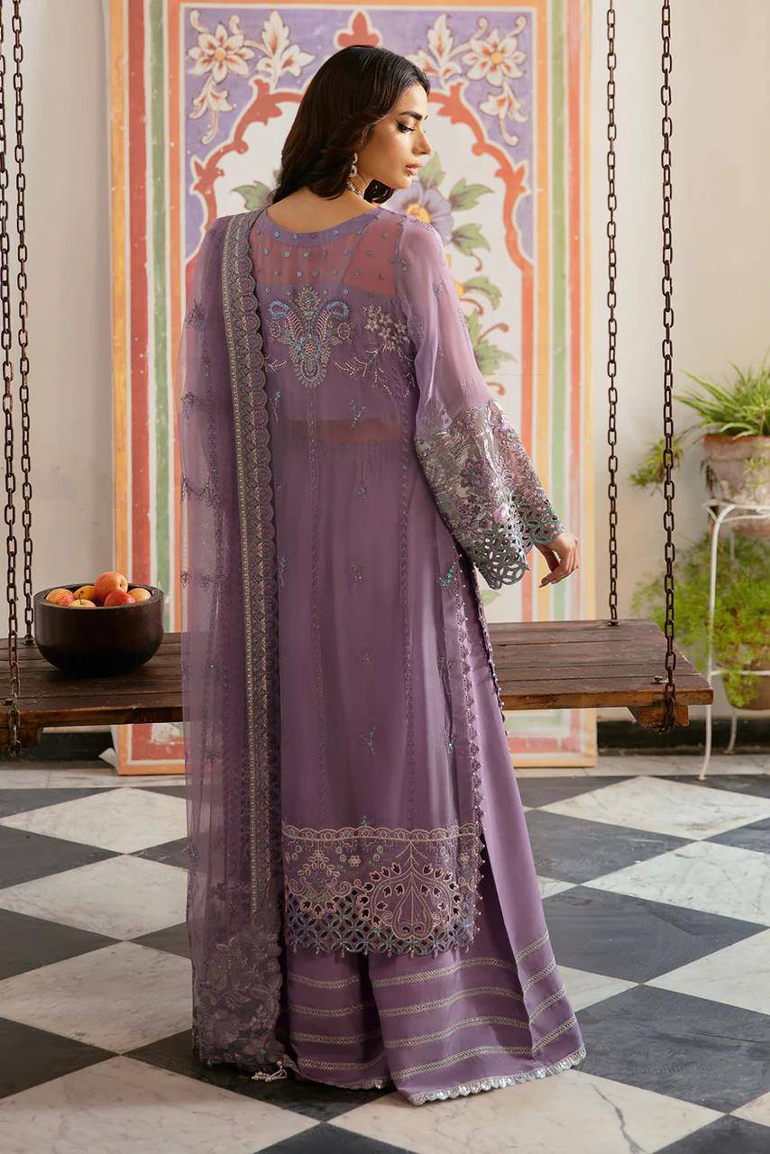 Luxury Semi Pure Embroidered Chiffon Suit - Image 5