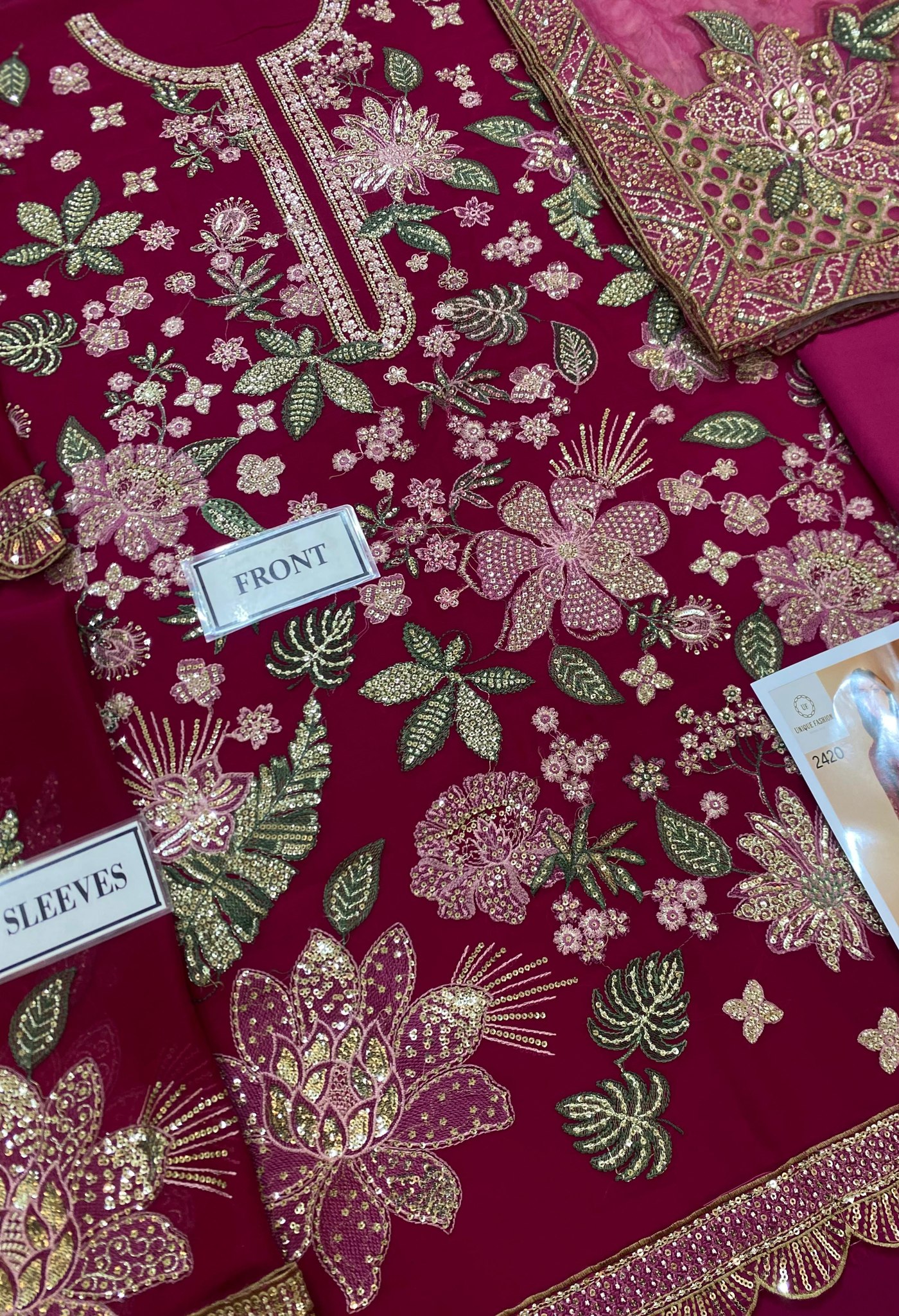 Jazmin - Semi Pure Embroidered Chiffon Suit - Image 10