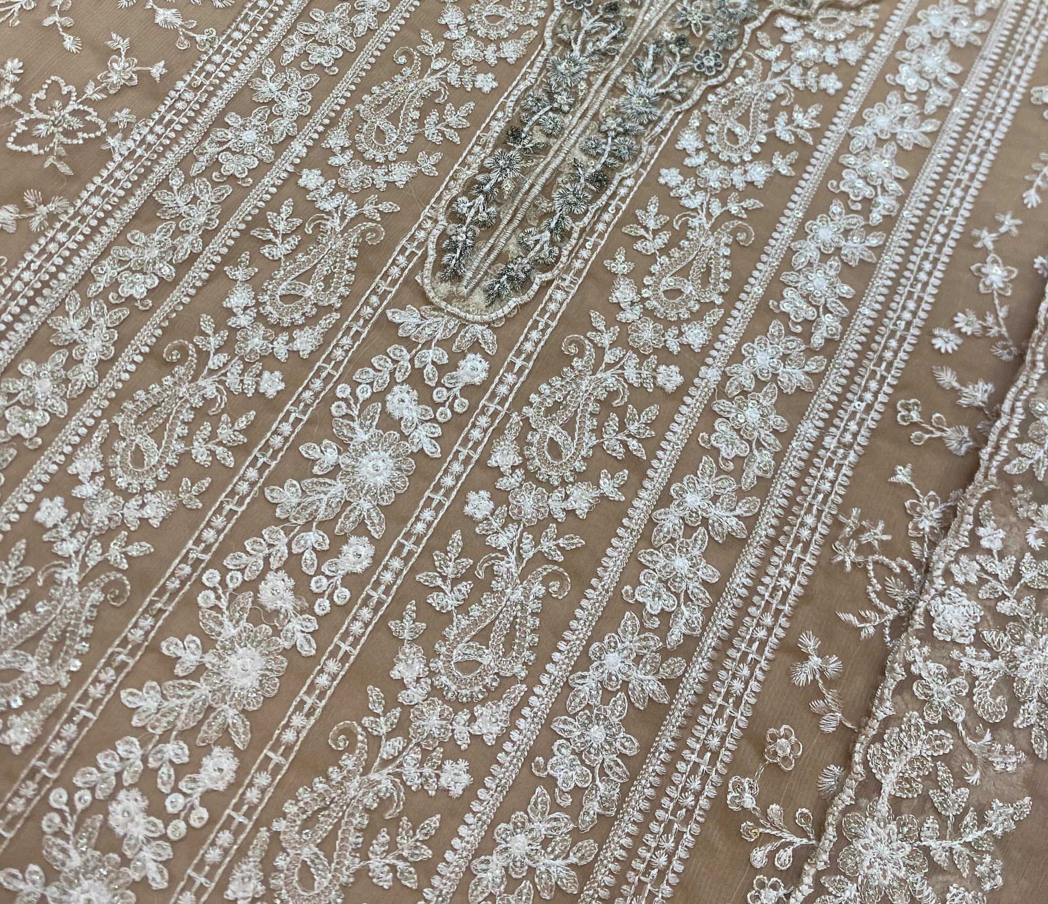 Azure - Semi Pure Embroidered Chiffon Suit - Image 12