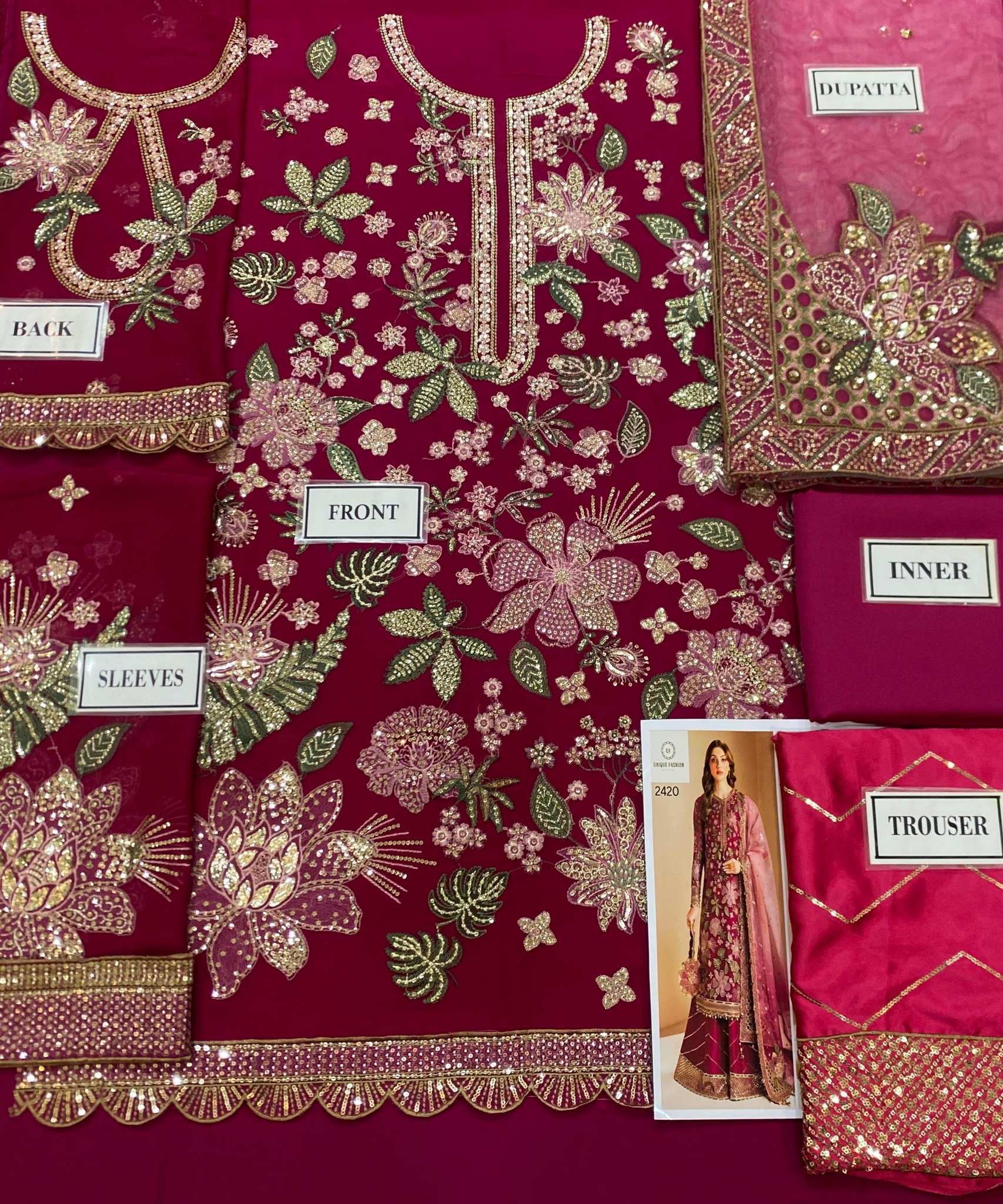 Jazmin - Semi Pure Embroidered Chiffon Suit - Image 8