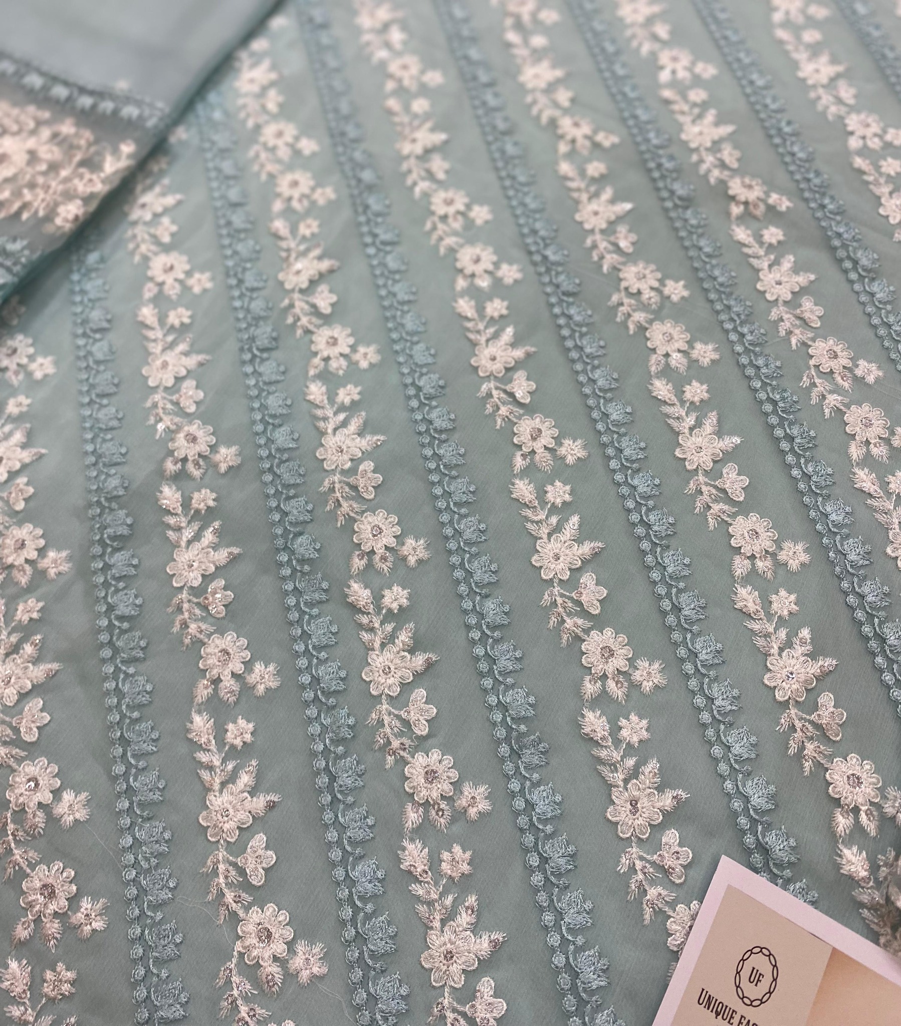 Azure - Semi Pure Embroidered Chiffon Suit - Image 10