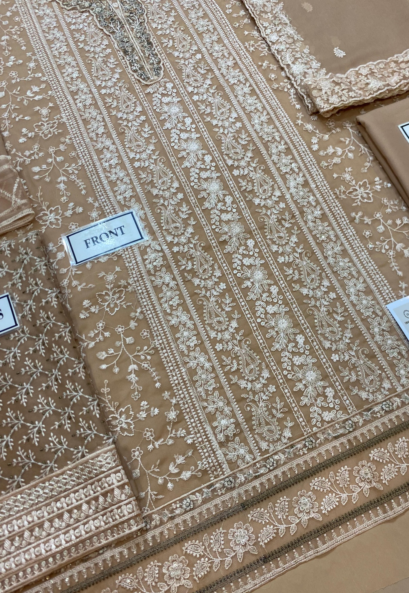 Azure - Semi Pure Embroidered Chiffon Suit - Image 11