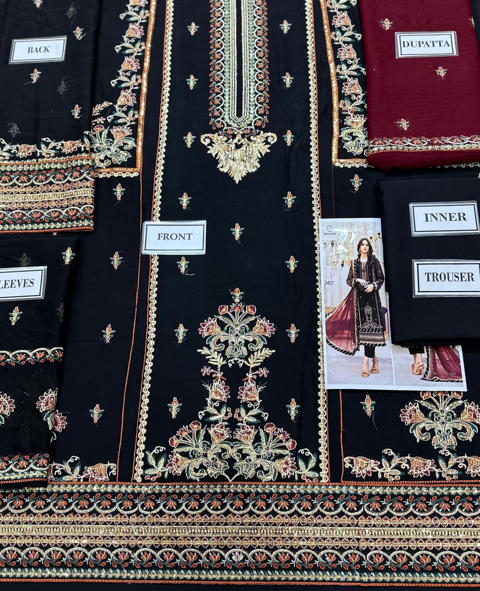 Maria B - Embroidered Chiffon Suit - Image 10