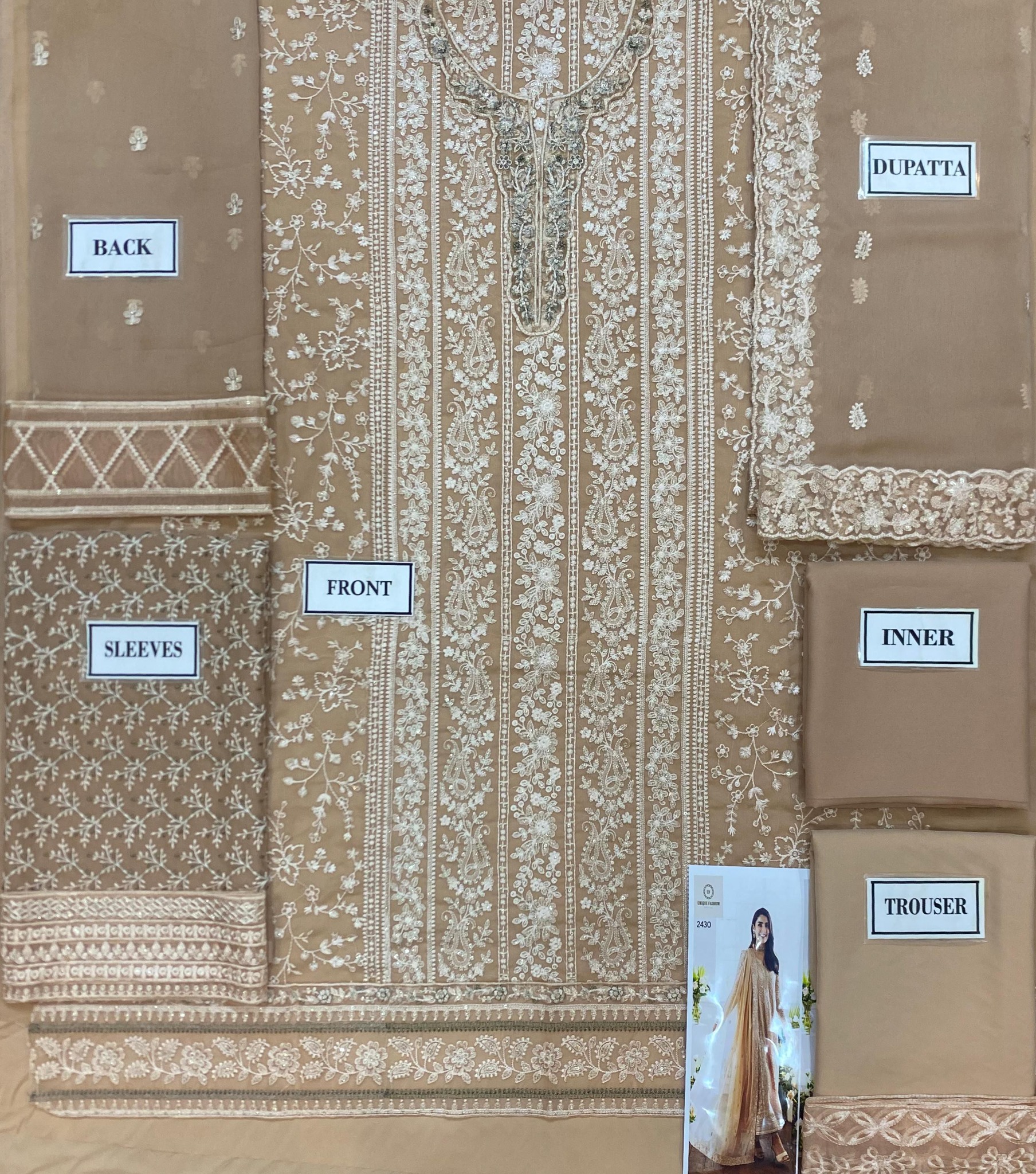 Azure - Semi Pure Embroidered Chiffon Suit - Image 6