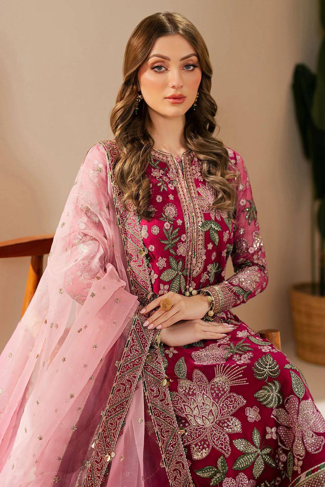 Jazmin - Semi Pure Embroidered Chiffon Suit - Image 2
