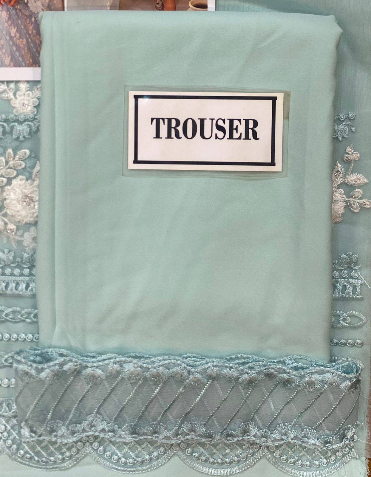 Azure - Semi Pure Embroidered Chiffon Suit - Image 9