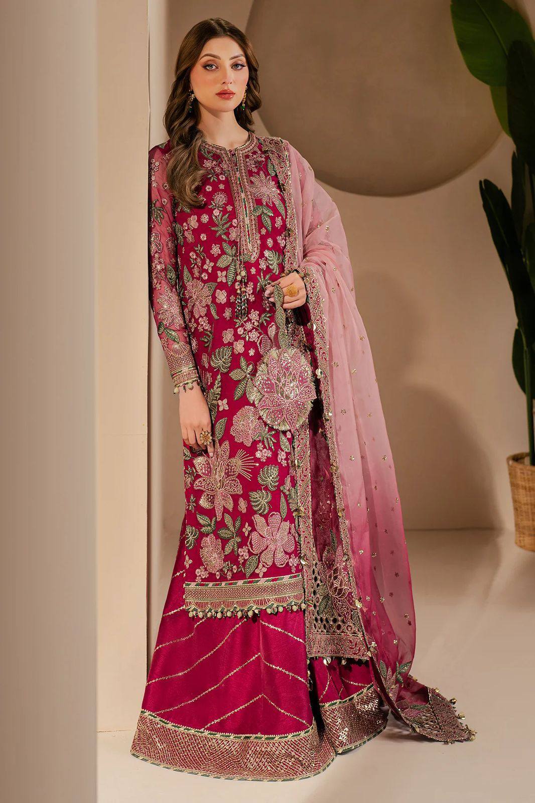 Jazmin - Semi Pure Embroidered Chiffon Suit