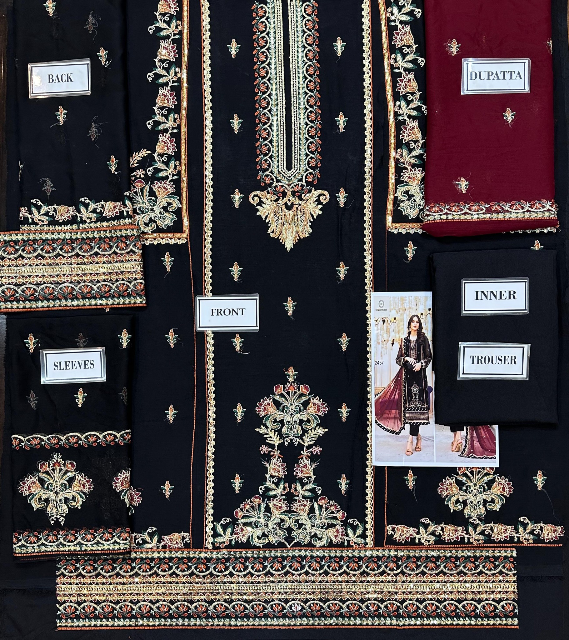 Maria B - Embroidered Chiffon Suit - Image 6