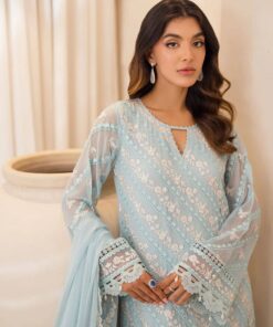 Alternative view of Azure - Semi Pure Embroidered Chiffon Suit