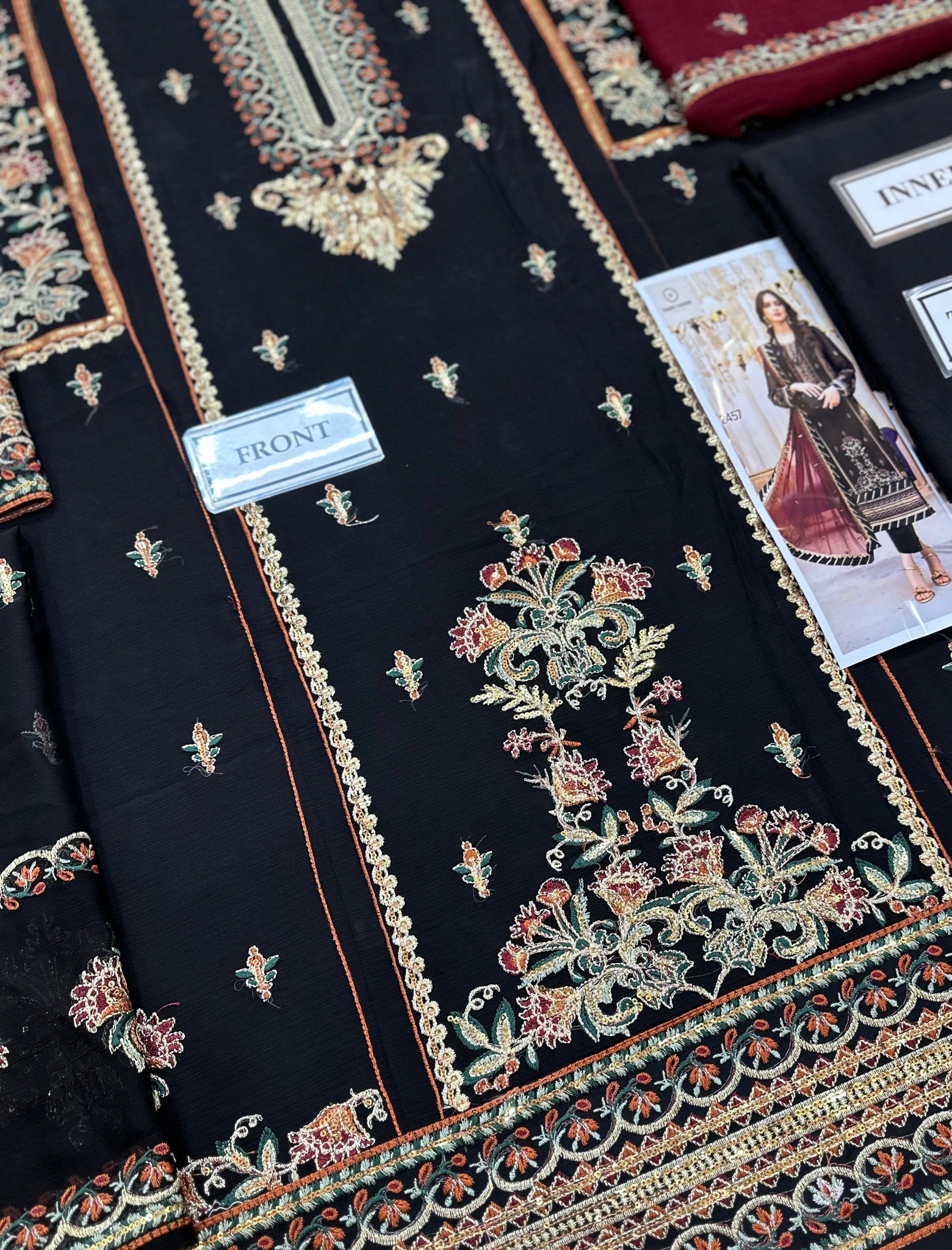 Maria B - Embroidered Chiffon Suit - Image 9