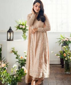 Azure - Semi Pure Embroidered Chiffon Suit