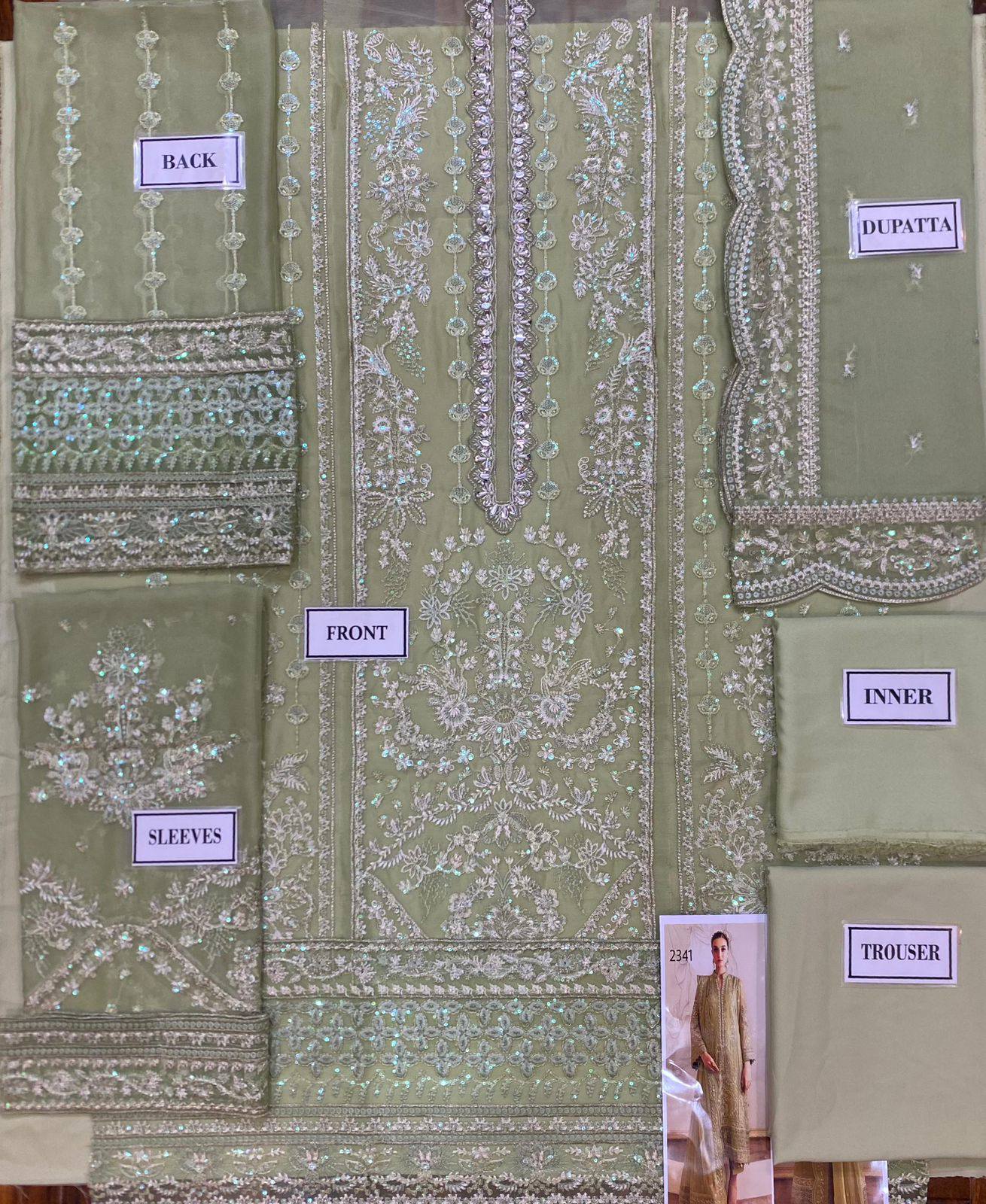 Gulaal - Embroidered & Sequined Chiffon Suit - Image 4