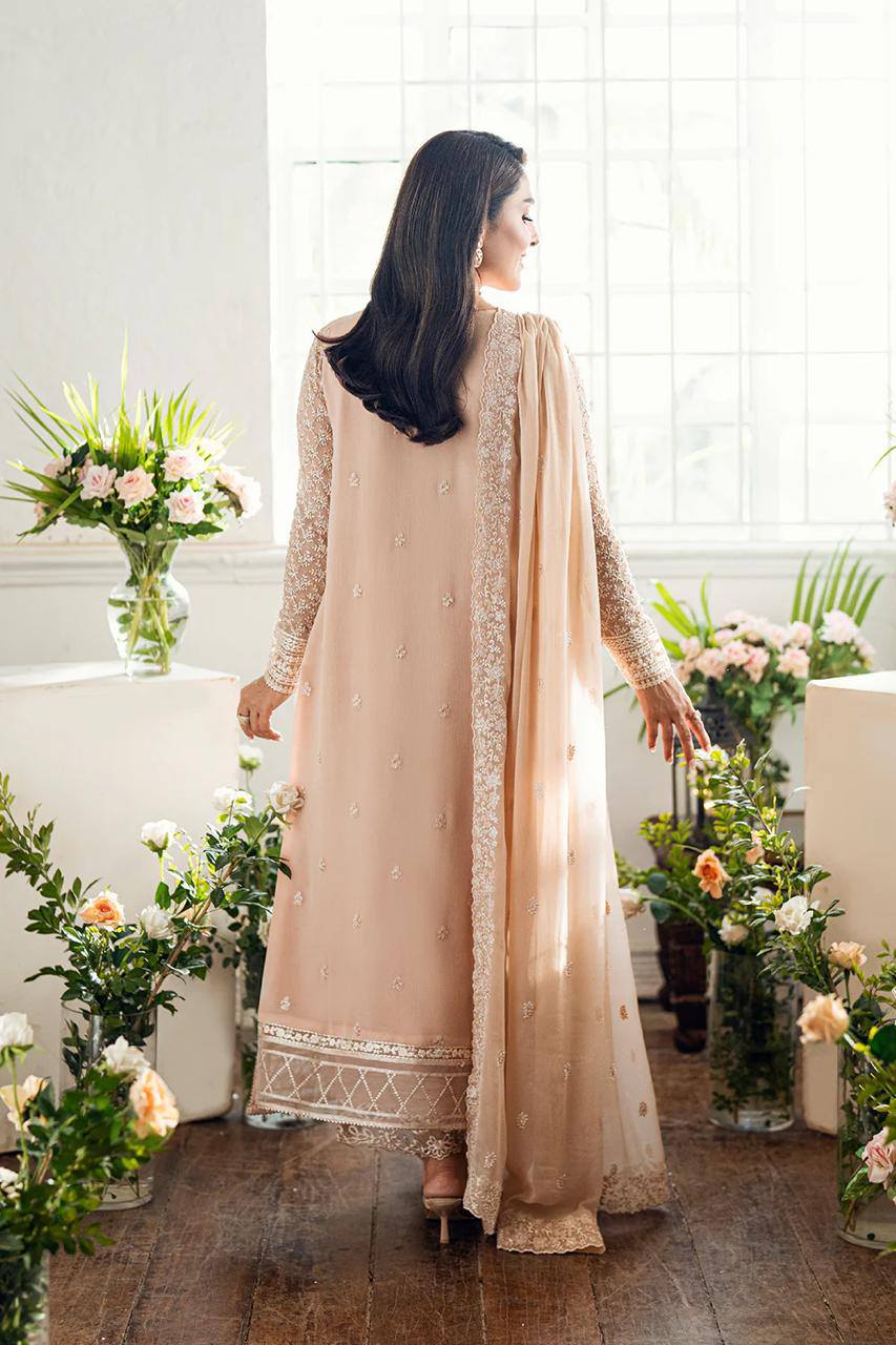 Azure - Semi Pure Embroidered Chiffon Suit - Image 4