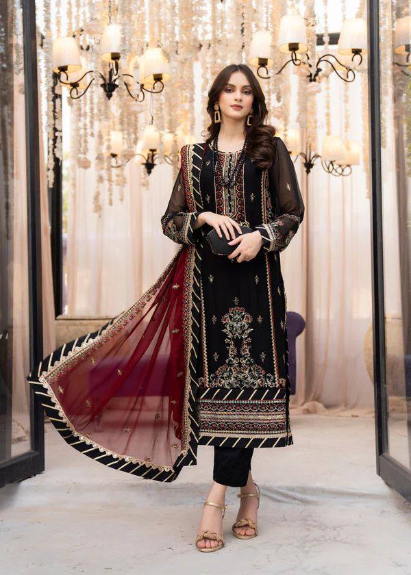 Maria B - Embroidered Chiffon Suit