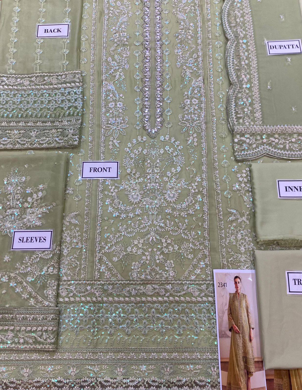 Gulaal - Embroidered & Sequined Chiffon Suit - Image 11