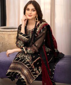 Alternative view of Maria B - Embroidered Chiffon Suit