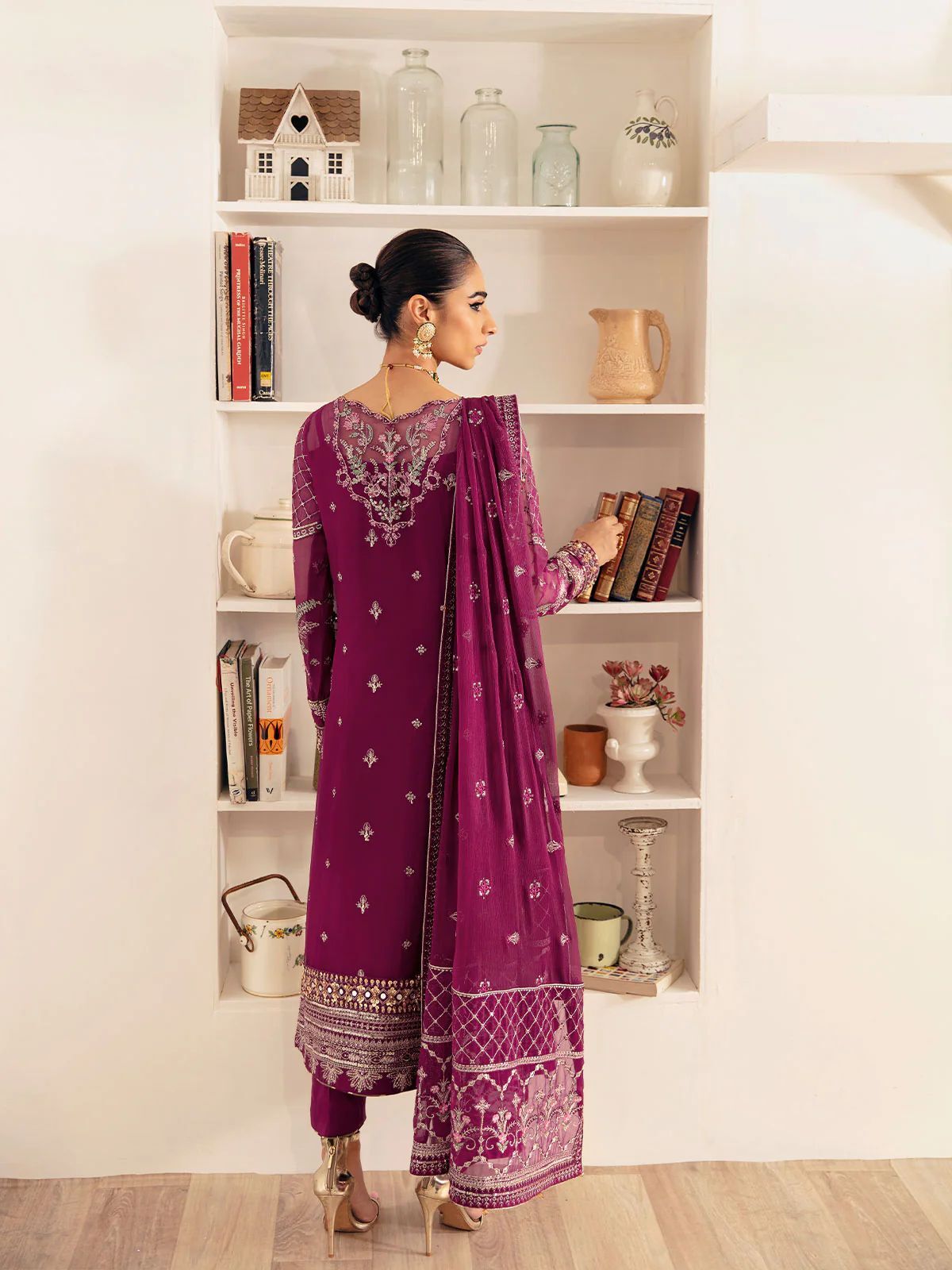 Gulaal - Embroidered & Sequined Chiffon Suit - Image 4
