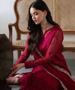 Alternative view of Azure - Semi Pure Chiffon Embroidered Suit