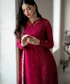 Azure - Semi Pure Chiffon Embroidered Suit
